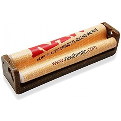 Máquina enroladora de tabaco RAW em plástico de cânhamo castanho com texto vermelho e preto