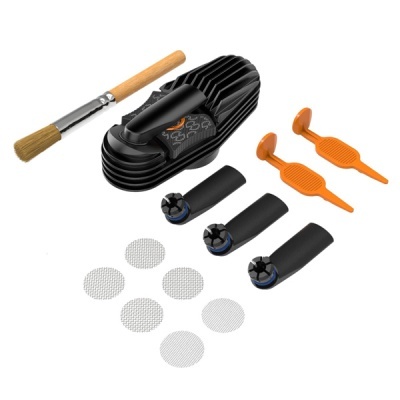 Kit de acessórios para vaporizadores com pincel, filtros, telas metálicas e ferramentas laranja