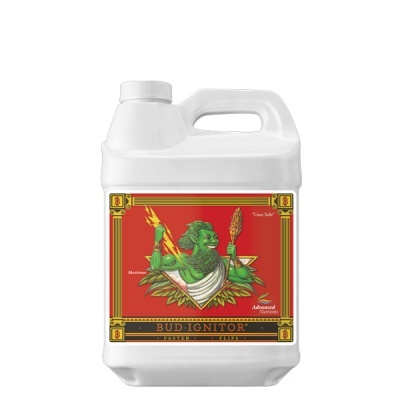 Frasco plástico branco com etiqueta vermelha e dourada e imagem de figura mitológica verde