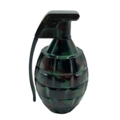 Frasco dispensador em forma de granada camuflada preto e verde