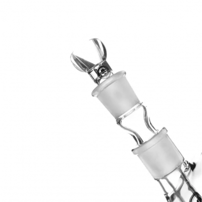 Acessório de vidro transparente com juntas de encaixe