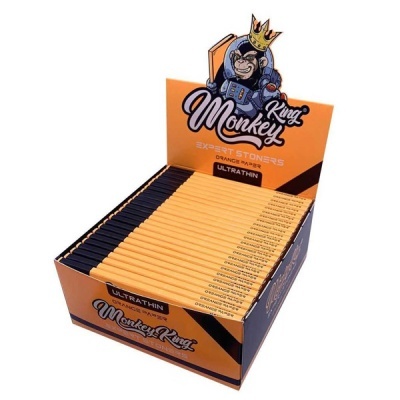 Caixa de papel para enrolar Monkey King laranja e preto com imagem de macaco e coroa