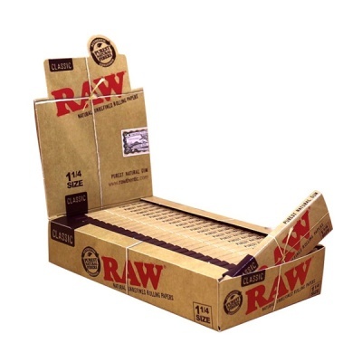 Caixa aberta de papel para enrolar tabaco RAW Classic em tamanho 1 1/4