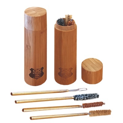 Conjunto de escovas de limpeza com estojo em bambu