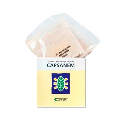 Produto CAPSANEM em embalagem amarela e branca com pó visível