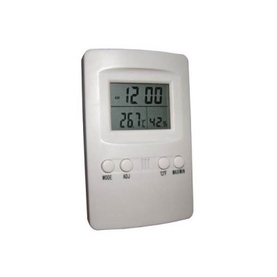 Termómetro digital branco com ecrã LCD e botões