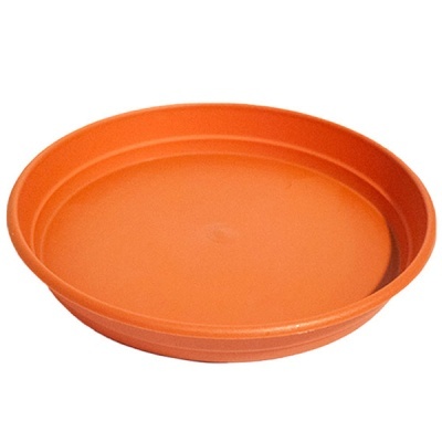 Prato laranja para vaso em plástico com borda arredondada