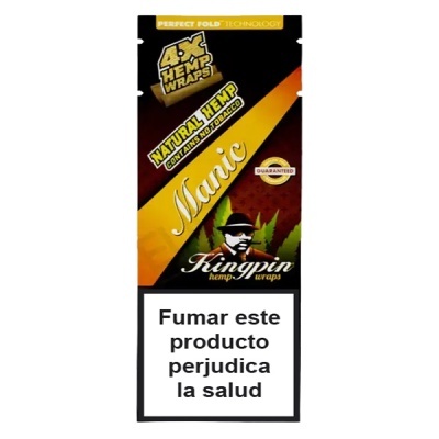 Embalagem Kingpin Hemp Wraps com aviso de saúde em espanhol