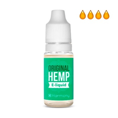 Frasco de E-liquid Original Hemp com rótulo verde
