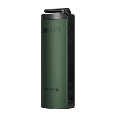 Dispositivo portátil verde escuro com botões pretos e texto STARRY 4