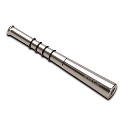 Telescópio monocular de metal cromado com anéis pretos