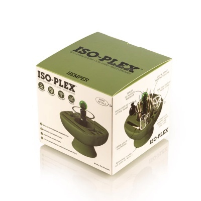 Embalagem do produto ISO-PLEX da Hemper em verde com imagens e texto explicativo.