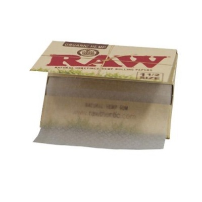 Pacote de papel de enrolar RAW Natural Unrefined Hemp com papel parcialmente desenrolado