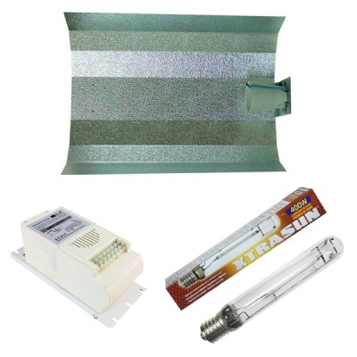 Kit de iluminação com refletor metálico, reator branco e lâmpada XTRASUN 400W