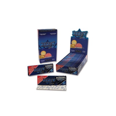 Folhas para enrolar Juicy Jay's Blueberry em embalagens azuis e vermelhas
