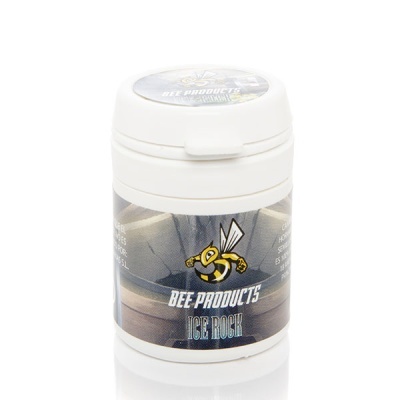 Frasco branco com rótulo da marca BEE PRODUCTS e texto ICE ROCK
