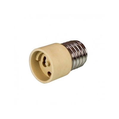 Adaptador de casquilho de lâmpada em metal prateado e plástico bege
