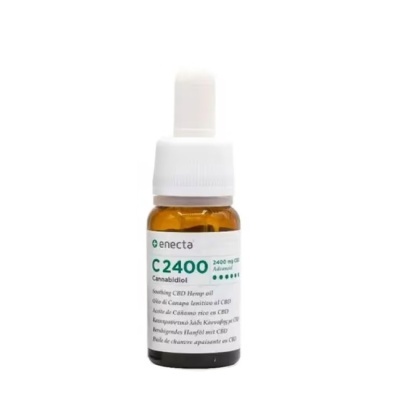Frasco de óleo de Cannabidiol C2400 da marca enecta com conta-gotas branco.
