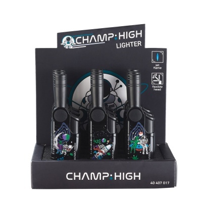 Isqueiros CHAMP HIGH com decoração espacial em display preto