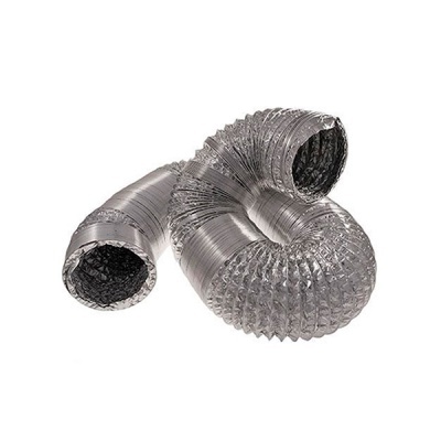 Conduta flexível em alumínio prateado para ventilação