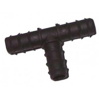 Conector em T preto de plástico para tubos
