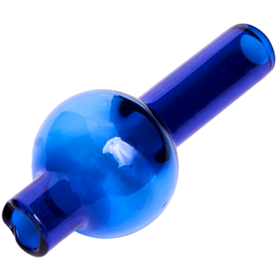 Peça de vidro azul com forma cilíndrica e esférica