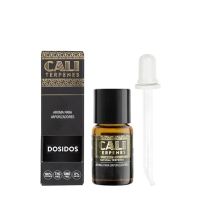 Frasco de aroma para vaporizadores CALI TERPENES DOSIDOS com conta-gotas e caixa