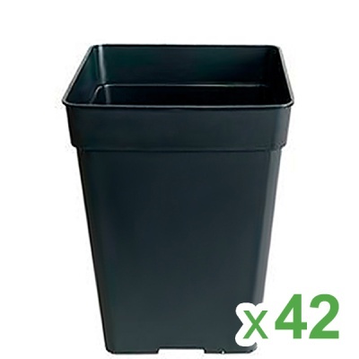 Vaso quadrado preto de plástico para plantas com indicação de quantidade x42
