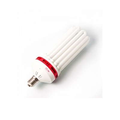 Lâmpada tubular compacta branca com base roscada e detalhe vermelho
