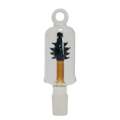 Pega de vidro transparente com detalhe em forma de guitarra