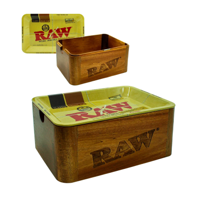 Conjunto de caixas de armazenamento RAW em madeira e metal