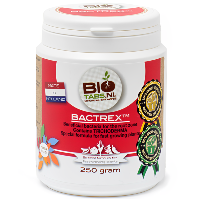 Frasco branco com rótulo vermelho do produto BACTREX™