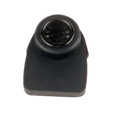 Suporte preto em plástico com parte circular no topo