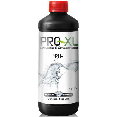 Frasco plástico preto com tampa vermelha de produto PRO-XL PH+