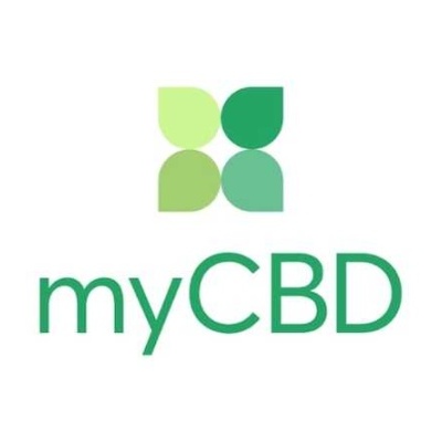 Logótipo com folhas verdes e texto myCBD