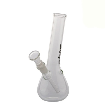 Bongue de vidro transparente com texto preto miotek no tubo