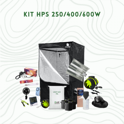 Kit de cultivo indoor com tenda preta, acessórios e lâmpadas