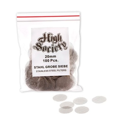 Pacote transparente com filtros redondos de aço inox e etiqueta High Societe