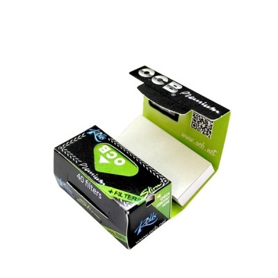 Caixa aberta de filtros OCB Premium Slim com 40 filtros