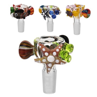 Acessórios de vidro colorido para bongs com desenhos marinhos e padrões listrados