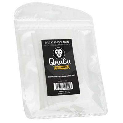 Pacote de 10 bolsas de nylon transparentes com etiqueta preta e embalagem plástica transparente