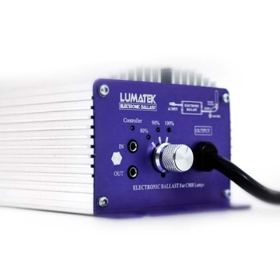 Balastro eletrônico Lumatek CMH roxo com botão e corpo metálico prateado