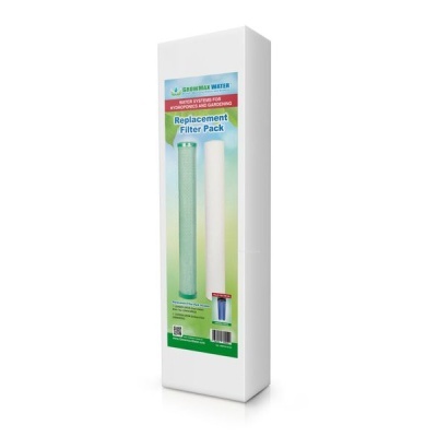 Embalagem branca com pack de substituição de filtros Growmax Water para hidroponia e jardinagem