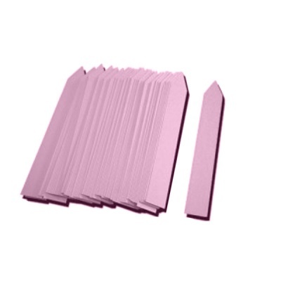 Etiquetas de papel cor-de-rosa com canto chanfrado