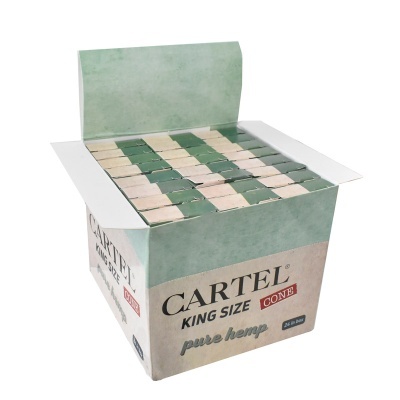 Caixa de cones para enrolar Cartel King Size pure hemp 24 unidades