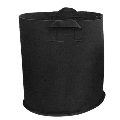 Saco preto cilíndrico de tecido com pegas