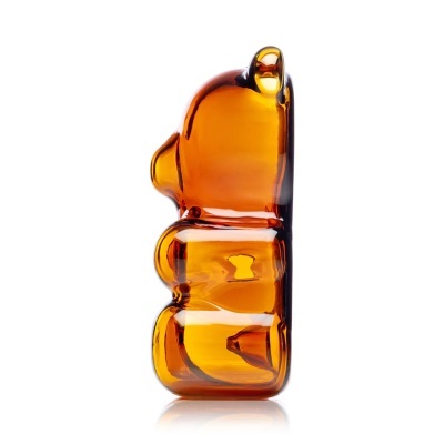 Figura decorativa de vidro âmbar em forma de urso