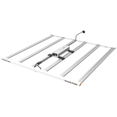 Painel de iluminação LED para cultivo com texto IGNATOR e HeroLED D720W