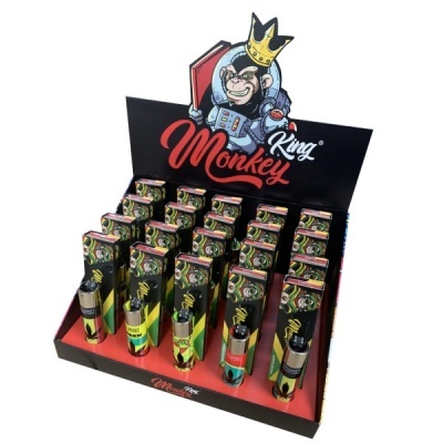 Expositor de isqueiros King Monkey com macaco astronauta e cores vibrantes