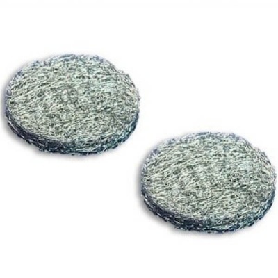 Dois discos redondos de aço inoxidável com textura metálica